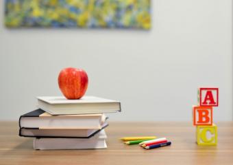 books apple and blocks